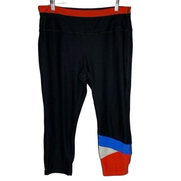 Avia Red Blue Black Cropped Colorblock Active Sportswear Leggings Stretch XL - Picture 1 of 8